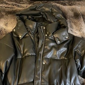 Abercrombie & Fitch Ultra Vegan Leather Long Puffer